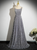 Simple Gray Sequins Straps Prom Dress