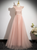 Pink Tulle Bow Pearls Prom Dress