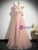 Pink Tulle Bow Pearls Prom Dress
