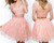 Short Pink Lace Beaded Homecoming Dress Cute V Neck Two Piece Homecoming Dress