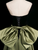 Green Satin Black Velvet Bow Prom Dress