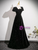 Black Puff Sleeve Square Neck Prom Dress