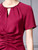 Burgundy Short Sleeve Beading Pleats Mother Of The Bride Dress