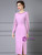 Pink Purple Long Sleeve Lace Split Mother Of The Bride Dress