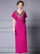 Fuchsia V-neck Beading Crystal Mother of the Bride Dress