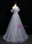 Blue Gray Sequins Tulle Butterfly Prom Dress