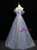 Blue Gray Sequins Tulle Butterfly Prom Dress