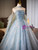 Blue Tulle Strapless Pleats Beading Quinceanera Dress