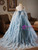 Blue Tulle Strapless Pleats Beading Quinceanera Dress