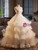 Champagne Tulle Strapless Tiers Wedding Dress