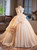 Champagne Tulle Strapless Bow Wedding Dress
