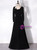 Simple Black Velvet Long Sleeve Square Neck Prom Dress