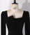 Simple Black Velvet Long Sleeve Square Neck Prom Dress
