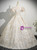 Champagne Print Puff Sleeve Quinceanera Dress