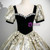 Gold print Black Velvet Short Sleeve Quinceanera Dress Gold print Black Velvet Short Sleeve Quinceanera Dress
