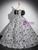 Black Butterfly Print Puff Sleeve Quinceanera Dress
