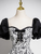 Black Butterfly Print Puff Sleeve Quinceanera Dress