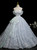 Blue Tulle Sequins Flower Quinceanera Dress