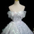 Blue Tulle Sequins Flower Quinceanera Dress