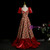 Burgundy Print Organza Puff Sleeve Quinceanera Dress