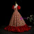 Burgundy Print Organza Puff Sleeve Quinceanera Dress