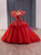 Red Tulle Sequins Beading Spaghetti Straps Prom Dress
