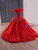 Red Tulle Sequins Beading Spaghetti Straps Prom Dress