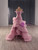 Pink Tulle Hi Lo Off the Shoulder Pleats Prom Dress