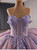 Purple Tulle Off the Shoulder Appliques Prom Dress