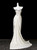 Beige Sequins Pearls Strapless Prom Dress