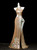 Gold Mermaid Sequins Split Prom Dress