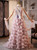 Pink Tulle Sequins V-neck Flower Prom Dress
