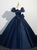 Navy Blue Satin Puff Sleeve Quinceanera Dress Navy Blue Satin Puff Sleeve Quinceanera Dress