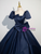 Navy Blue Satin Puff Sleeve Quinceanera Dress Navy Blue Satin Puff Sleeve Quinceanera Dress