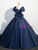Navy Blue Satin Puff Sleeve Quinceanera Dress Navy Blue Satin Puff Sleeve Quinceanera Dress