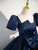 Navy Blue Satin Puff Sleeve Quinceanera Dress Navy Blue Satin Puff Sleeve Quinceanera Dress