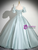 Green Puff Sleeve Appliques Quinceanera Dress