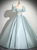 Green Puff Sleeve Appliques Quinceanera Dress