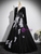 Black Tulle Velvet Long Sleeve Appliques Prom Dress