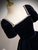 Navy Blue Velvet Puff Sleeve Beading Quinceanera Dress