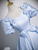 Blue Puff Sleeve Bow Square Neck Quinceanera Dress