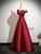 Burgundy Satin Halter Bow Prom Dress