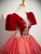 Burgundy Tulle Sequins Puff Sleeve Quinceanera Dress