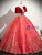 Burgundy Tulle Sequins Puff Sleeve Quinceanera Dress