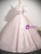 Simple Pink Satin Puff Sleeve Bow Quinceanera Dress
