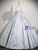 Light Blue Print Short Sleeve Quinceanera Dress Light Blue Print Short Sleeve Quinceanera Dress
