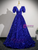 Royal Blue Short Sleeve V-neck Quinceanera Dress