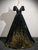Black Gold Sequins Short Sleeve Quinceanera Dress