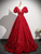 Red Sequins Puff Sleeve Quinceanera Dress