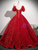 Red Sequins Puff Sleeve Quinceanera Dress
